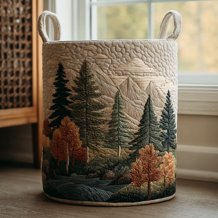 Forêt de pins d’automne – Panier à linge matelassé