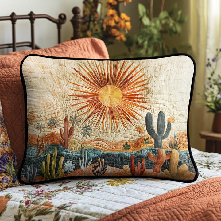 Soleil du désert et cactus – Taie d’oreiller matelassée