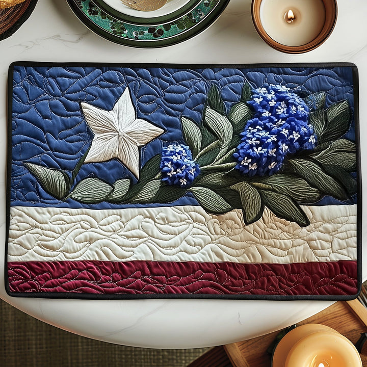 Étoile et hortensias bleus – Napperons matelassés