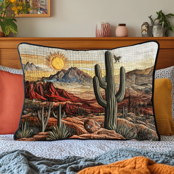 Saguaro au soleil couchant – Taie d’oreiller matelassée