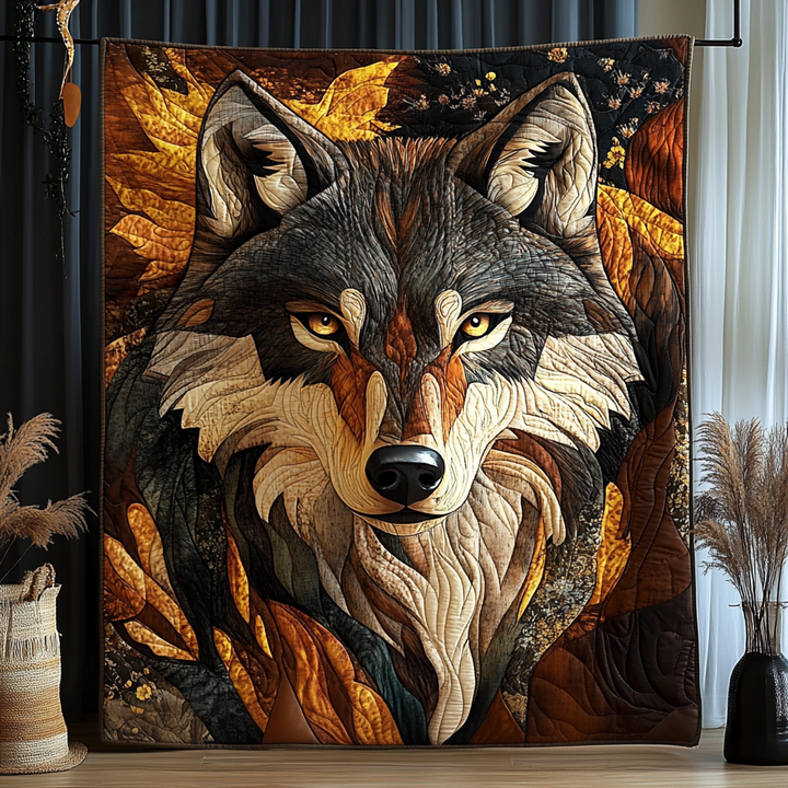 Loup chasseur nocturne – Couverture matelassée