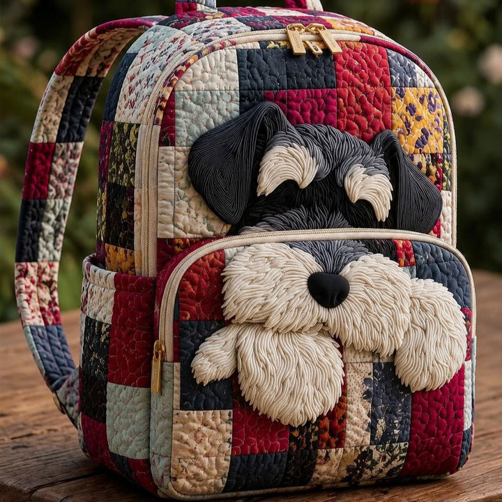 Schnauzer en patchwork – Sac à dos matelassé