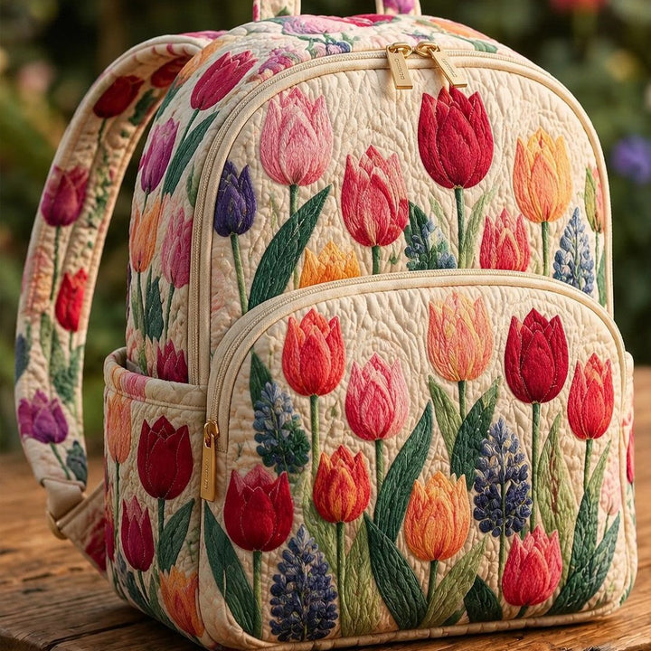 Tulipes colorées – Sac à dos matelassé