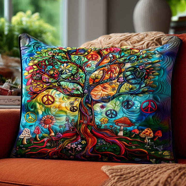 Arbre de vie psychédélique – Taie d’oreiller matelassée