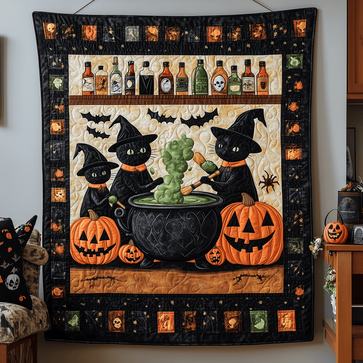Chats sorciers et potion bouillonnante – Couverture matelassée