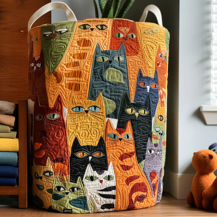Chats multicolores – Panier à linge matelassé
