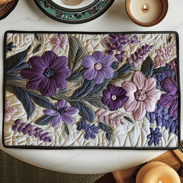 Fleurs violettes et lavande – Napperons matelassés
