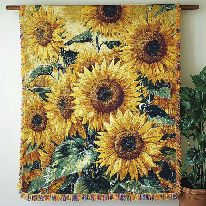 Tournesols éclatants – Jeté de canapé tissé