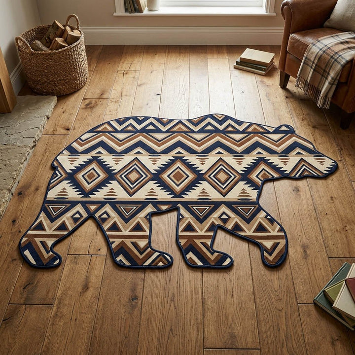 Ours aux motifs tribaux – Tapis de forme originale