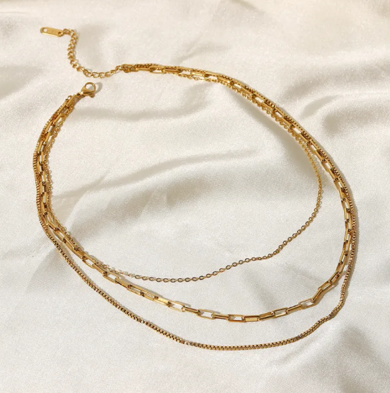 Collier à Trois Couches en Acier Inoxydable