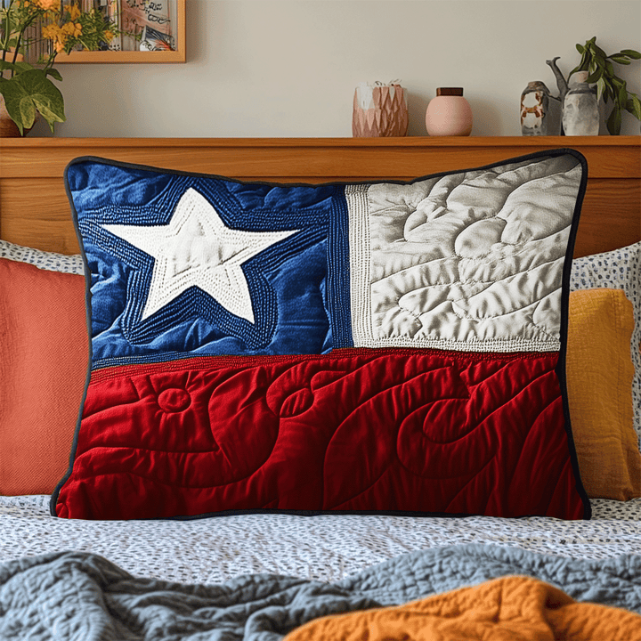 Drapeau du Texas en velours – Taie d’oreiller matelassée