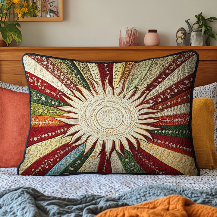 Soleil rayonnant – Taie d’oreiller matelassée