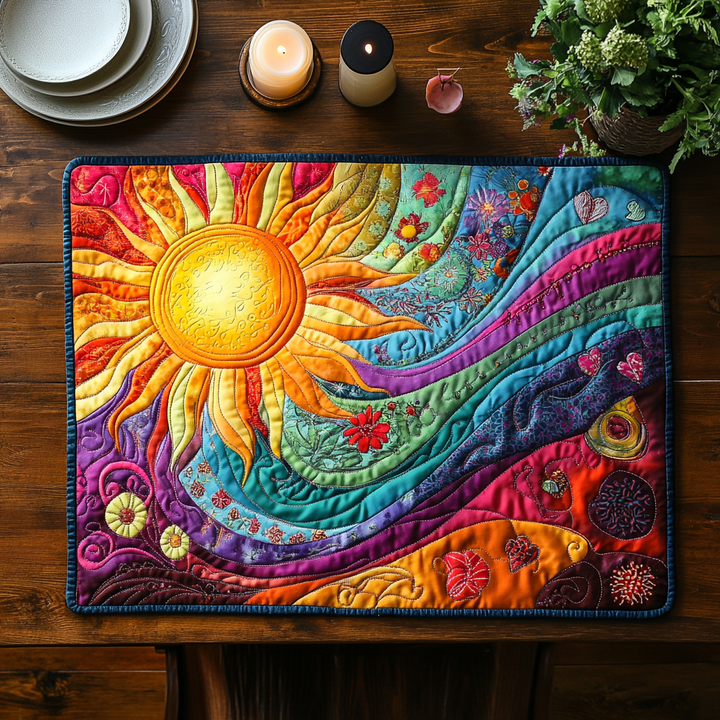 Soleil et vagues colorées – Napperons matelassés