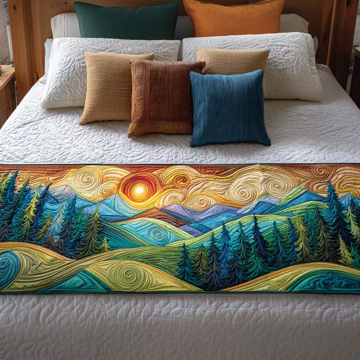 Collines au coucher du soleil – Chemin de lit matelassé