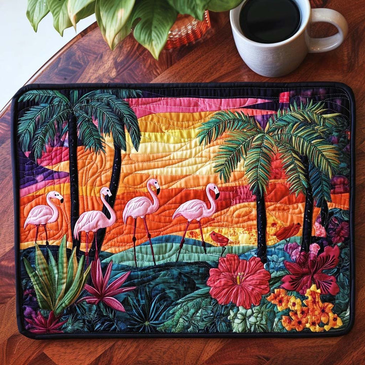 Flamants au coucher du soleil – Napperons matelassés