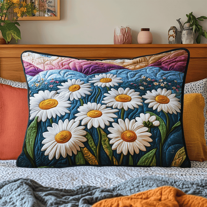 Prairie de marguerites – Taie d’oreiller matelassée