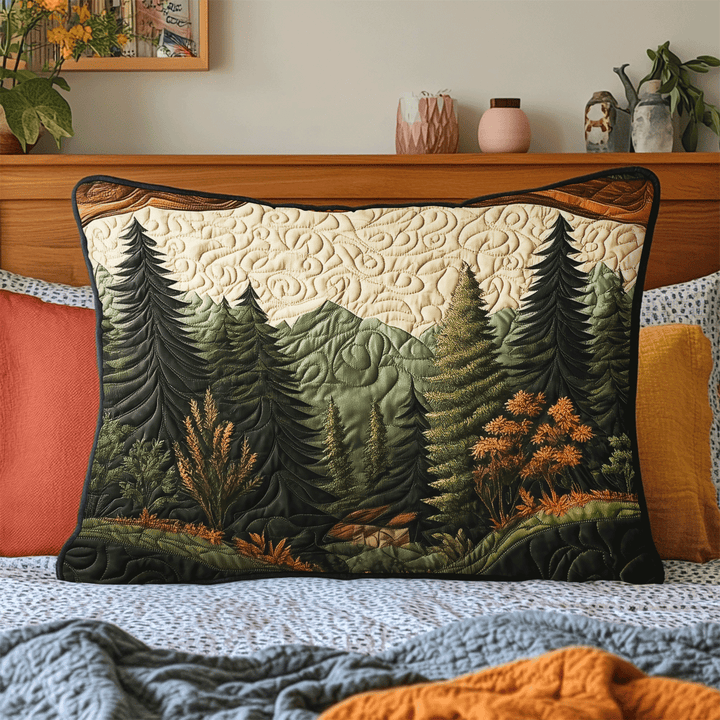 Forêt de pins – Taie d’oreiller matelassée