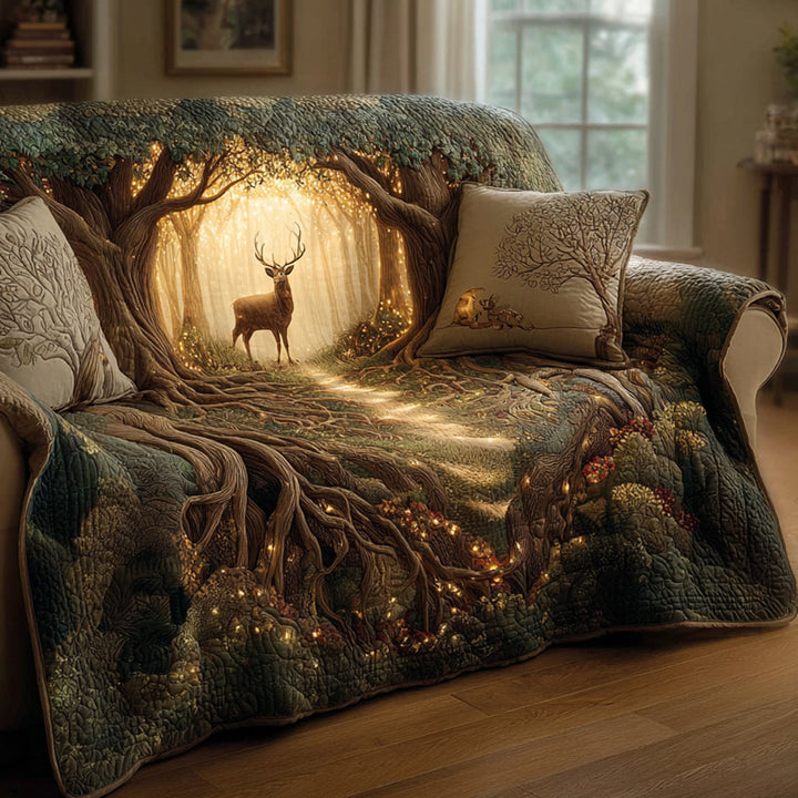 Cerf dans la forêt enchantée – Housse de canapé matelassée