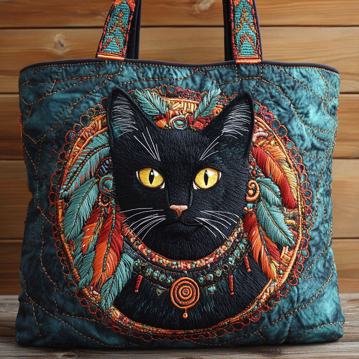 Chat noir à l’attrape-rêves – Sac fourre-tout matelassé
