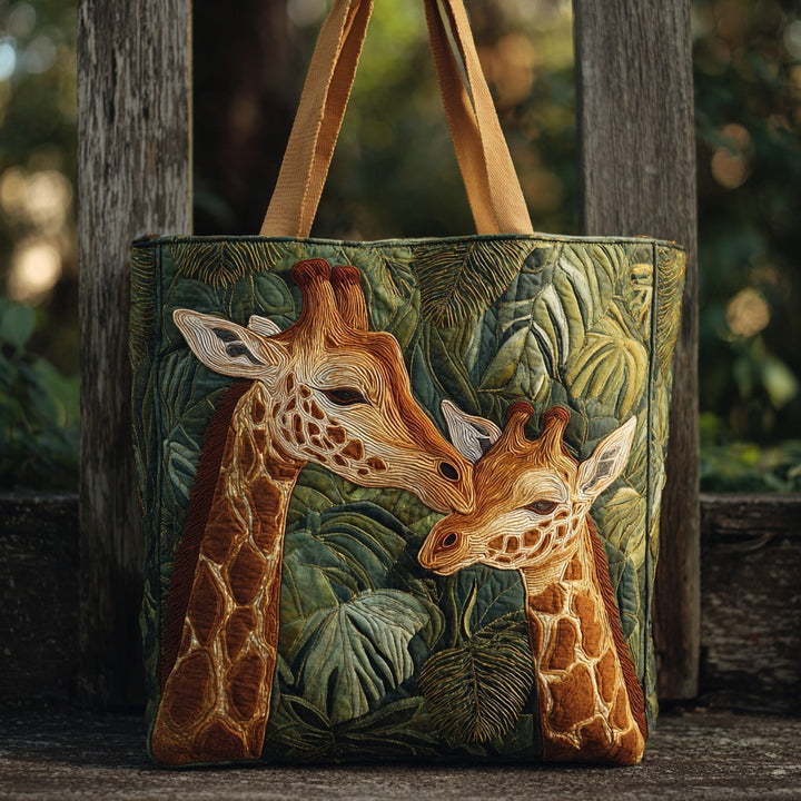 Maman girafe et son petit – Sac fourre-tout matelassé
