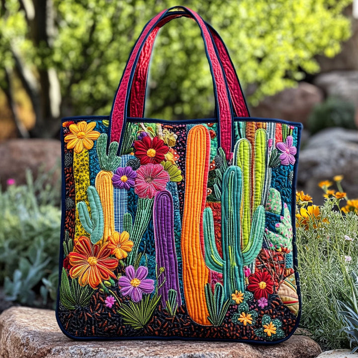 Cactus fleuris colorés – Sac fourre-tout matelassé