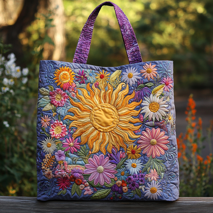 Soleil et fleurs éclatantes – Sac fourre-tout matelassé