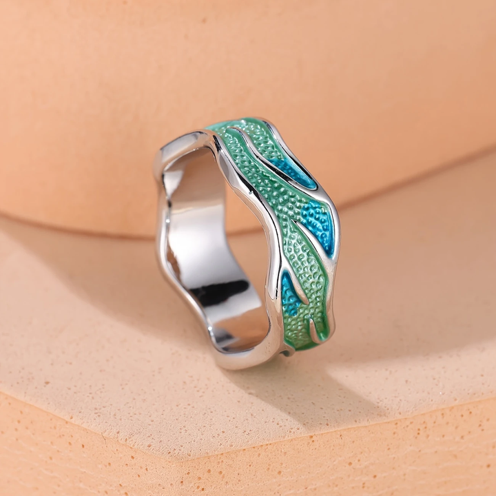 Bague avec Émail en Forme de Vague de l&