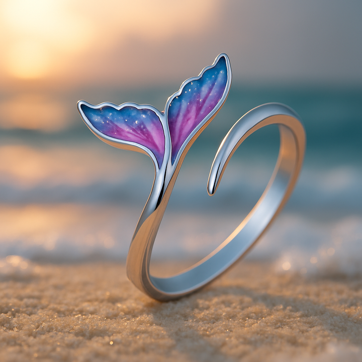 Bague Ajustable avec Queue de Dauphin Colorée
