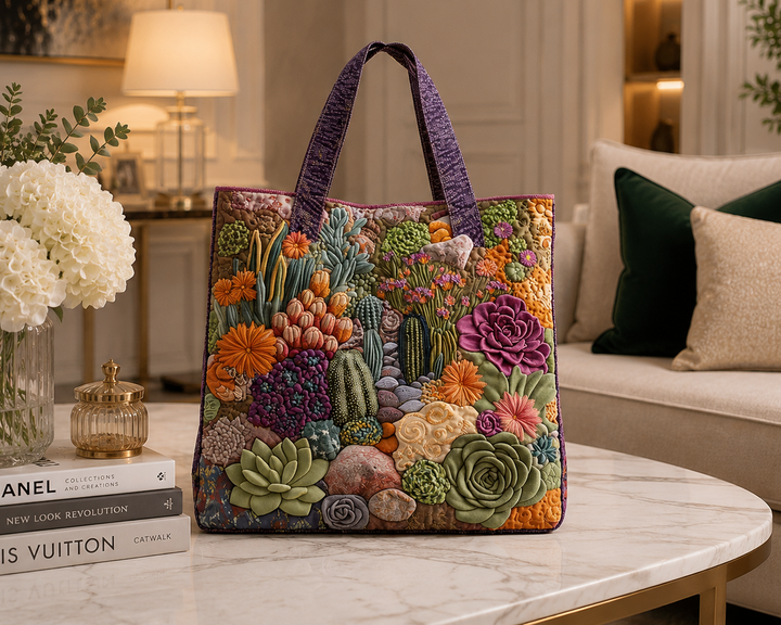 Jardin de succulentes – Sac fourre-tout matelassé