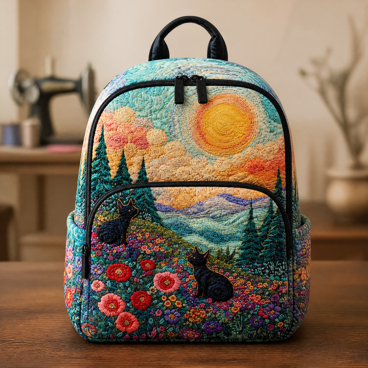 Montagnes et fleurs sauvages – Sac à dos matelassé