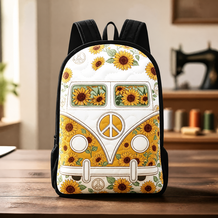 Combi blanc aux tournesols – Sac à dos matelassé