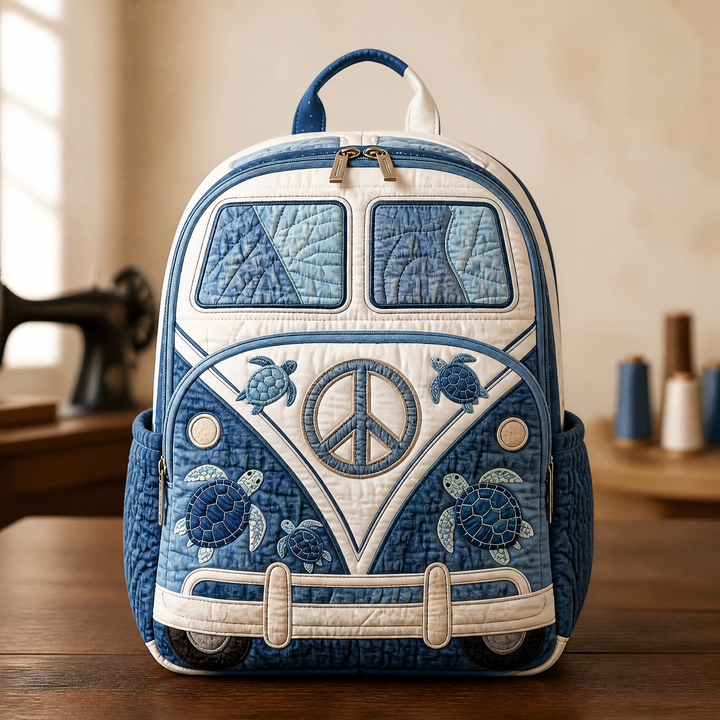 Combi bleu en patchwork – Sac à dos matelassé
