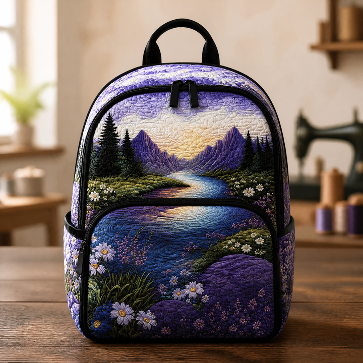 Montagne lilas en fleurs – Sac à dos matelassé